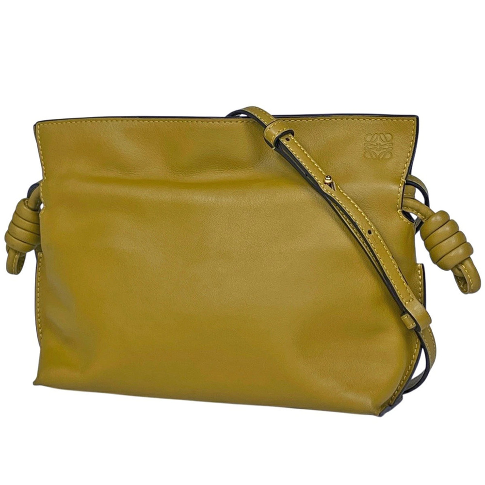 Loewe Flamenco Clutch Shoulder Bag Napa Calf Leather Yellow